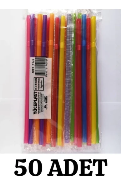 Plastik Jelatinli Pipet 50'li Paket Frozen Körüklü Karışık Renkli Pipet Çok Renkli ürün görseli 1