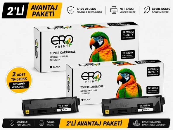 TK-5195K Kyocera TASKalfa 307ci Siyah Muadil Toner - 2'li Avantaj Paket ürün görseli 1