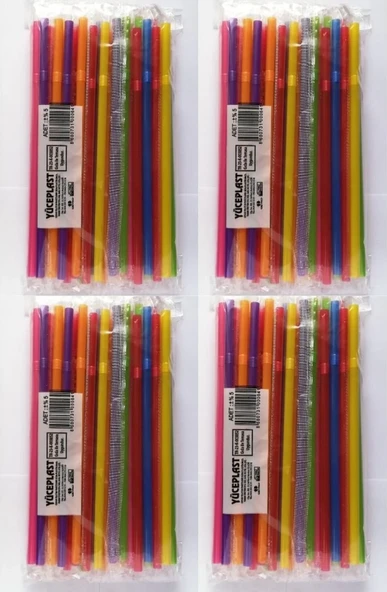 Pipet Renkli Körüklü 50'li x 4 Paket Frozen Pipet Jelatinli Sargılı Körüklü Renkli Pipet ürün görseli 1