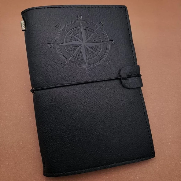 Siyah Deri Pusula Defter ürün görseli 1