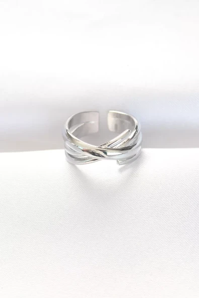 Kalın Silver Renk Ayarlanabilir Yüzük - TJ-BYK3102 ürün görseli 1