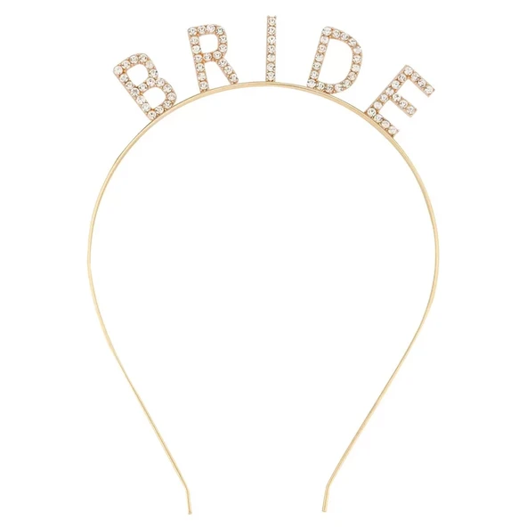 Altın Gold Renk Bekarlığa Veda Kristal Taş Bride Tacı İthal 16x10 cm ürün görseli 1