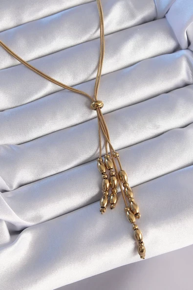 316L Çelik Gold Renk Boyu Ayarlanabilir Sallantılı Model Kolye - TJ-BKO8885 ürün görseli 1