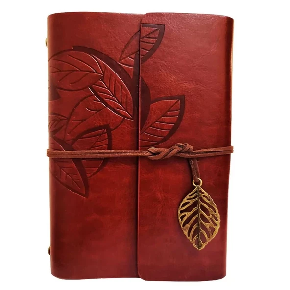 Yaprak Desenli Kahverengi Deri Defter ürün görseli 1