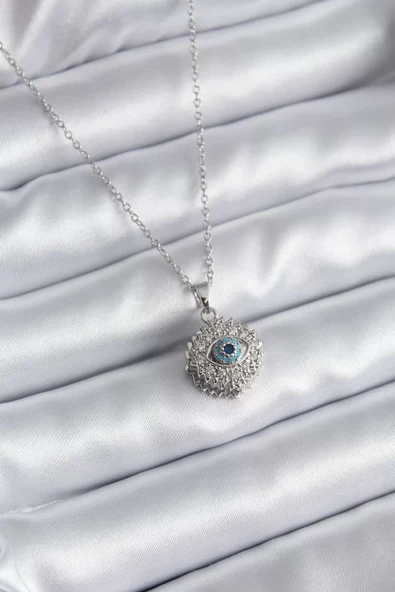 316L Çelik Gold Renk Zirkon Taşlı Göz Model Kadın Kolye - TJ-BKO8169 ürün görseli 1