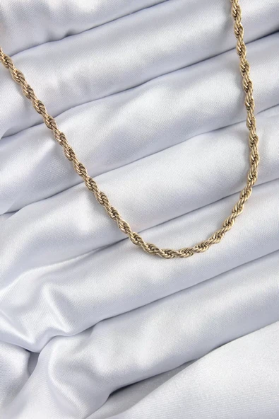 316L Çelik Gold Renk 60 cm Burgu Model Kadın Kolye - TJ-BKO7973 ürün görseli 1