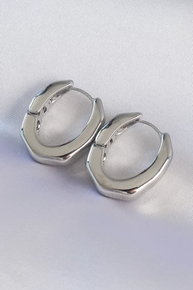 Pirinç Gümüş Renk Kalın Kemik Model Küpe - TJ-BKP8981 ürün görseli 1