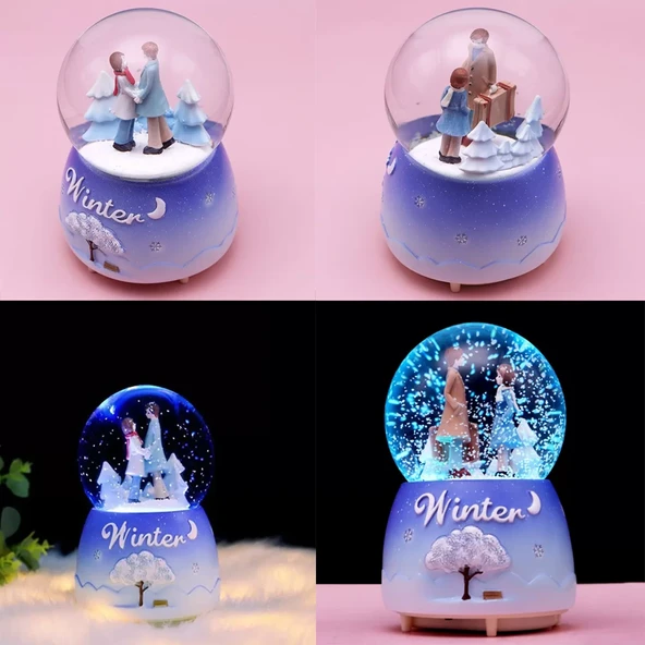 Işikli Kar Püskürten Kiş Masali Temali Kar Küresi ürün görseli 1