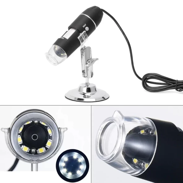 1600X Usb Dijital Mikroskop Kamera Endoskop 8 Led Büyüteç Metal Standı ürün görseli 1