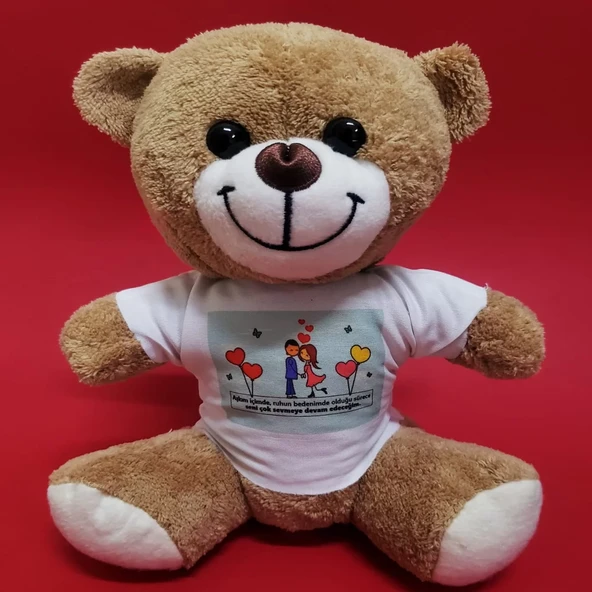Tişörtlü Kahverengi Peluş Ayıcık ürün görseli 1