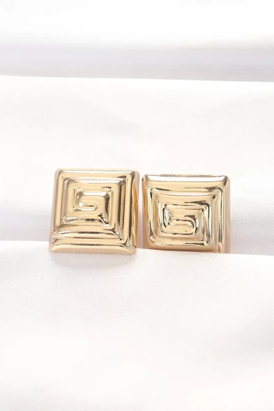 Pirinç Gold Renk Kare Form Küpe - TJ-BKP8879 ürün görseli 1