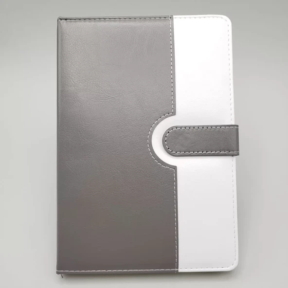 Çizgili Termo Deri Defter Gri ürün görseli 1