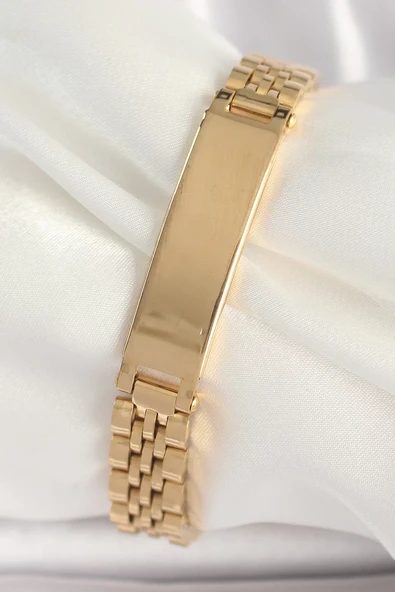 316L Çelik Gold Renk Zincir Künye Model Erkek Bileklik - TJ-EB3719 ürün görseli 1