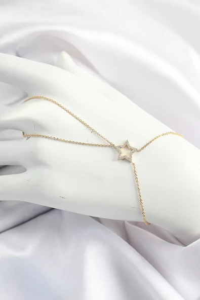 Pirinç Gold Renk Zirkon Taşlı Yıldız Model Şahmeran - TJ-SN678 ürün görseli 1