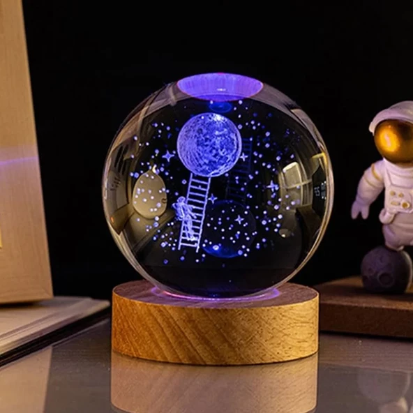 Aya Çıkan Astronot Tasarım Cam Küre ürün görseli 1