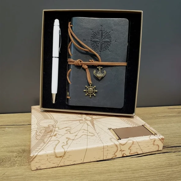 Defter Ve Kalem Kutulu Set Gri ürün görseli 1