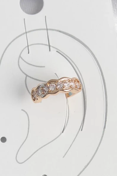 Pirinç Gold Renk Zirkon Taşlı Kadın Kıkırdak Küpe - TJ-BKP10571 ürün görseli 1