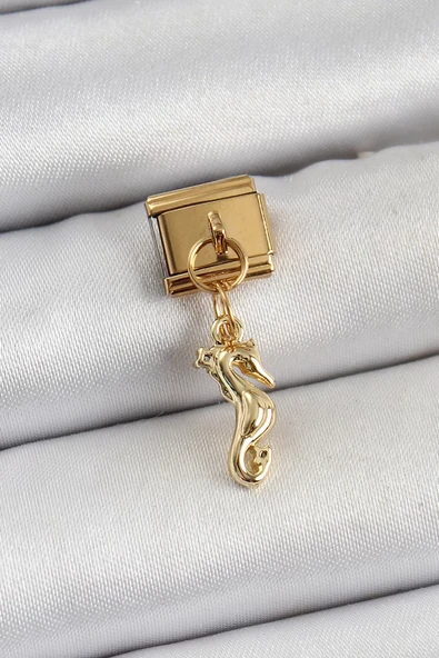 316L Çelik Sallantılı Deniz Atı Model Gold Renk Nomination Charm - TJ-BC1396 ürün görseli 1