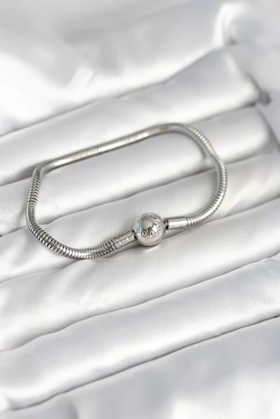 Gümüş Renk Pirinç Charm Bileklik - TJ-BB8015 ürün görseli 1