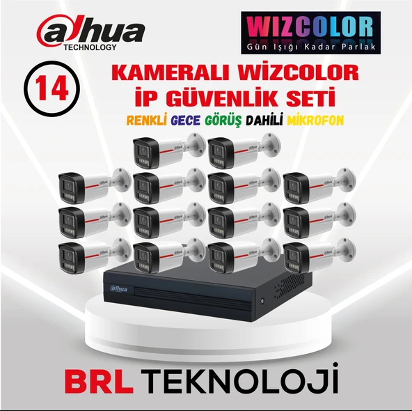 Dahua 14 Kameralı 4 MP WizColor Dahili Mikrofonlu İp Güvenlik Kamera Seti ürün görseli 1