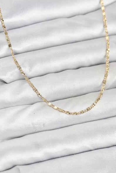 CM 14K Gold Renk Lazer İnce Zincirli Kadın Kolye - TJ-BKO10926 ürün görseli 1