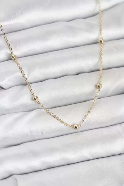 CM Gold Renk Top Zincirli Kadın Kolye - TJ-BKO10915 ürün görseli 1
