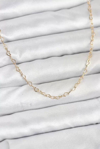 CM 14K Gold Renk Kalp Zincirli Kadın Kolye - TJ-BKO10924 ürün görseli 1