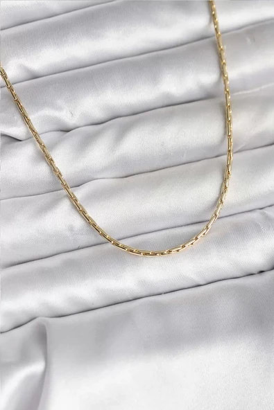 14K Gold Renk Kaplama İnce Zincir Model CM Kadın Kolye - TJ-BKO10741 ürün görseli 1