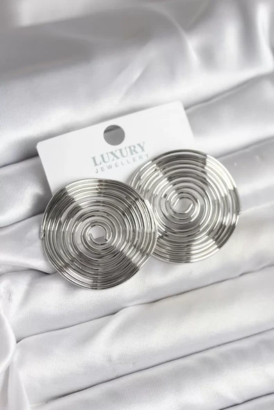 Pirinç Gümüş Renk Circle Model Kadın Küpe - TJ-BKP11436 ürün görseli 1