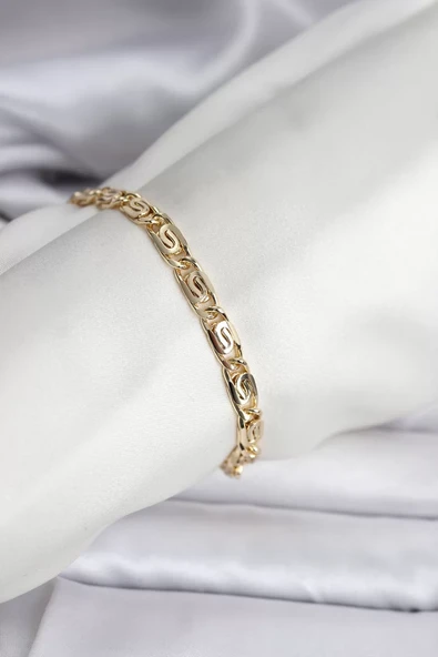 14K Gold Renk Kaplama Zincir Model CM Kadın Bileklik - TJ-BB8129 ürün görseli 1