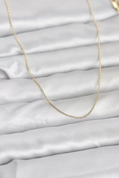 CM 14K Gold Renk İnce Top Zincirli 60 cm Kadın Kolye - TJ-BKO10943 ürün görseli 1