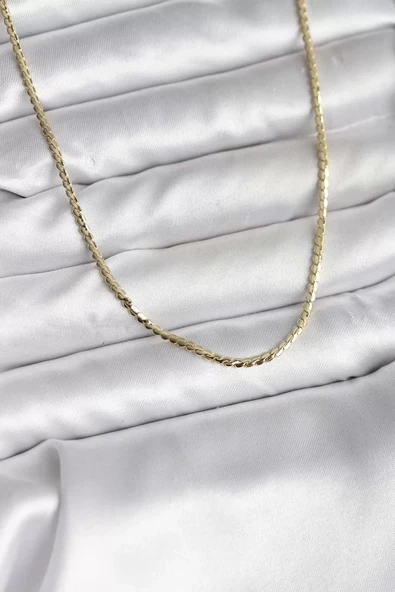 14K Gold Renk Kaplama Ezme Zincir Model CM Kadın Kolye - TJ-BKO10733 ürün görseli 1