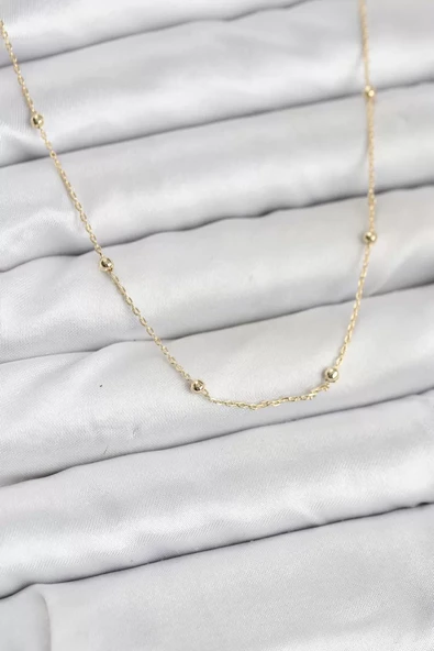 CM 14K Gold Renk Minik Top Zincirli Kadın Kolye - TJ-BKO10920 ürün görseli 1