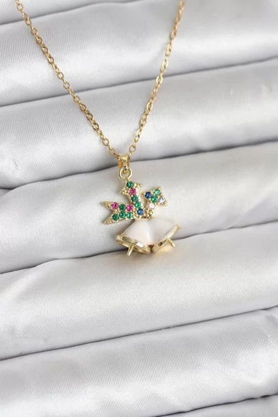 316L Çelik Zincir Gold Renk Chirtsmas Bell Model Yılbaşı Temalı Kadın Kolye - TJ-BKO10706 ürün görseli 1