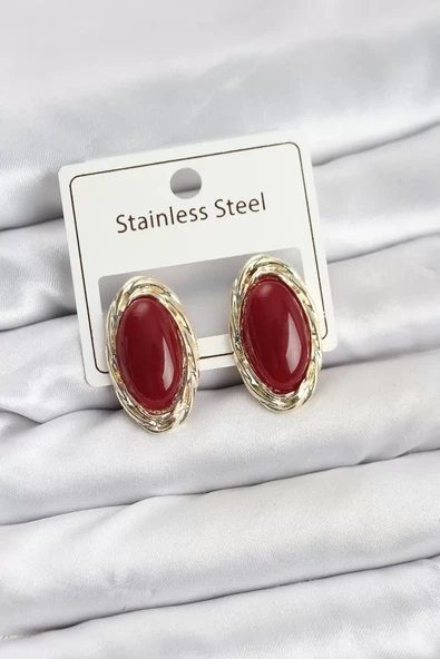 Kırmızı Badem Model Vintage Kadın Küpe - TJ-BKP11608 ürün görseli 1
