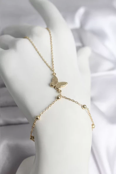 316L Çelik Gold Renk Kelebek Model Kadın Şahmeran - TJ-SN732 ürün görseli 1