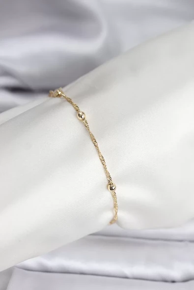14K Gold Renk Kaplama Topçuklu Model CM Kadın Bileklik - TJ-BB8138 ürün görseli 1