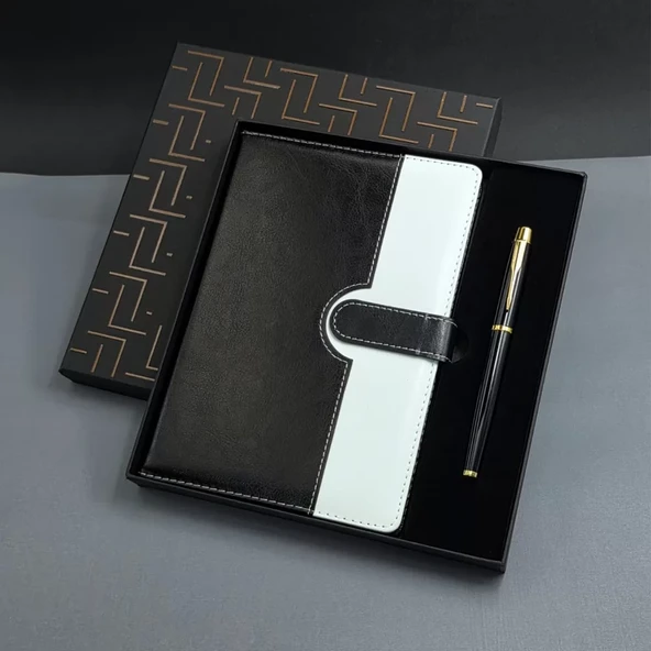 Siyah Beyaz Tarihsiz Ajanda Defter Kalem Seti ürün görseli 1