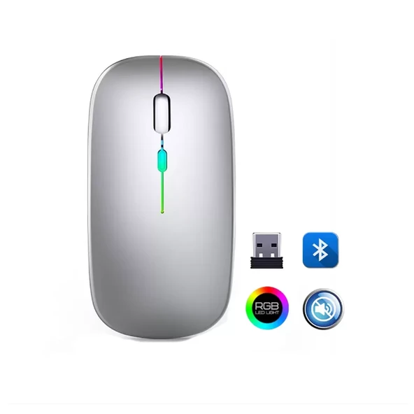 ZR215 Cba100 Rgb Gümüş Şarjlı Mouse ürün görseli 1