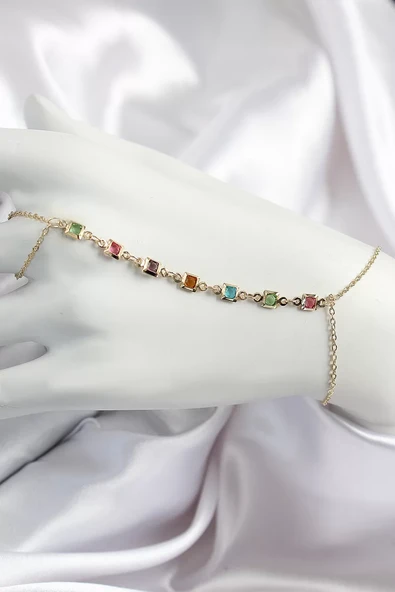 Pirinç Renkli Kare Zirkon Taşlı Y Model Gold Renk Kadın Şahmeran - TJ-SN682 ürün görseli 1