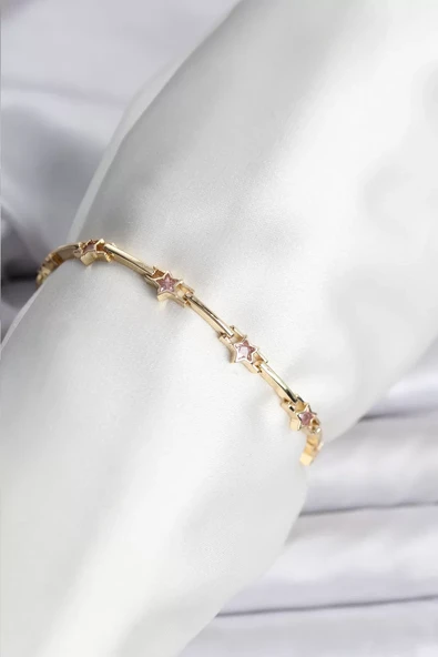 Yıldız Model Gold Renk Pirinç Bileklik - TJ-BB8081 ürün görseli 1
