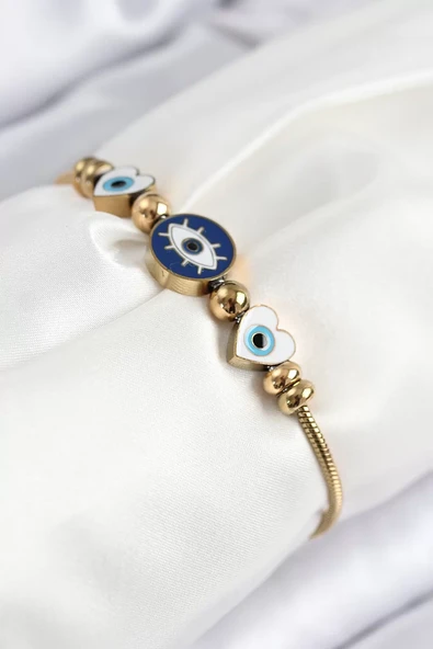 316L Çelik Göz Charm Model Gold Renk Kadın Bileklik - TJ-BB7843 ürün görseli 1