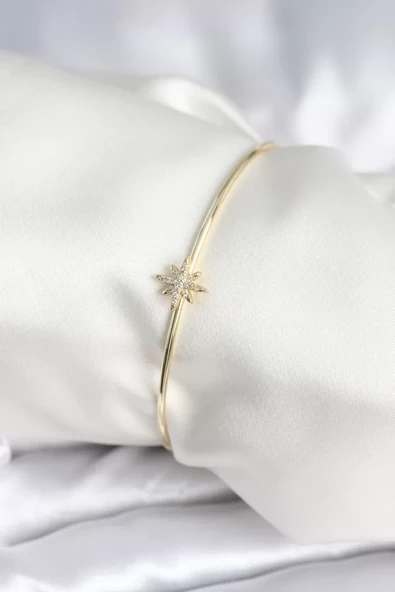 Kutup Yıldızı Figür Pirinç Gold Renk Kadın Bileklik - TJ-BB7999 ürün görseli 1