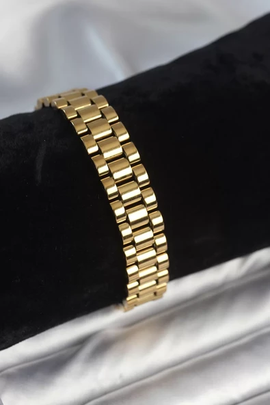 316L Çelik Gold Renk 12 mm Kalınlık Erkek Bileklik - TJ-EB3776 ürün görseli 1