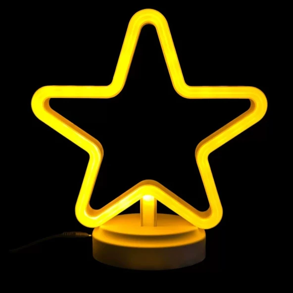 Neon Işıklı Yıldız Masa Gece Lambası Pil ve Usb ürün görseli 1