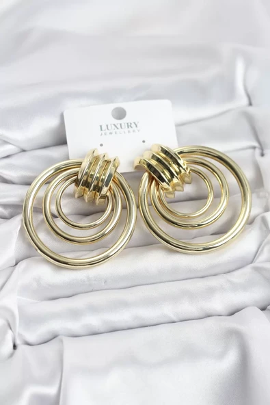 Pirinç Gold Renk Halka Model Vintage Kadın Küpe - TJ-BKP11629 ürün görseli 1