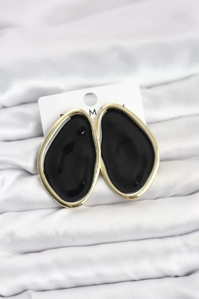 Pirinç Siyah Mineli Damla Model Vintage Plaka Kadın Küpe - TJ-BKP11596 ürün görseli 1