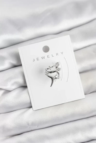 Gümüş Renk Pirinç Diken Model Kıkırdak Earcuff Küpe - TJ-BKP11622 ürün görseli 1