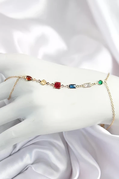 Pirinç Renkli Zirkon Taşlı Y Model Gold Renk Kadın Şahmeran - TJ-SN684 ürün görseli 1