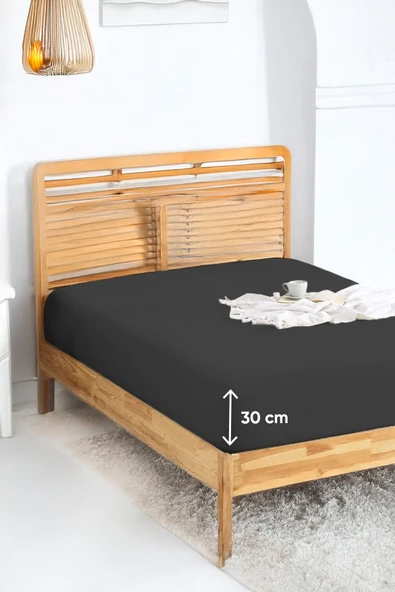 Penye Lastikli Çarşaf Pamuklu Jersey Tek Kişilik 100x200cm Antrasit ürün görseli 1